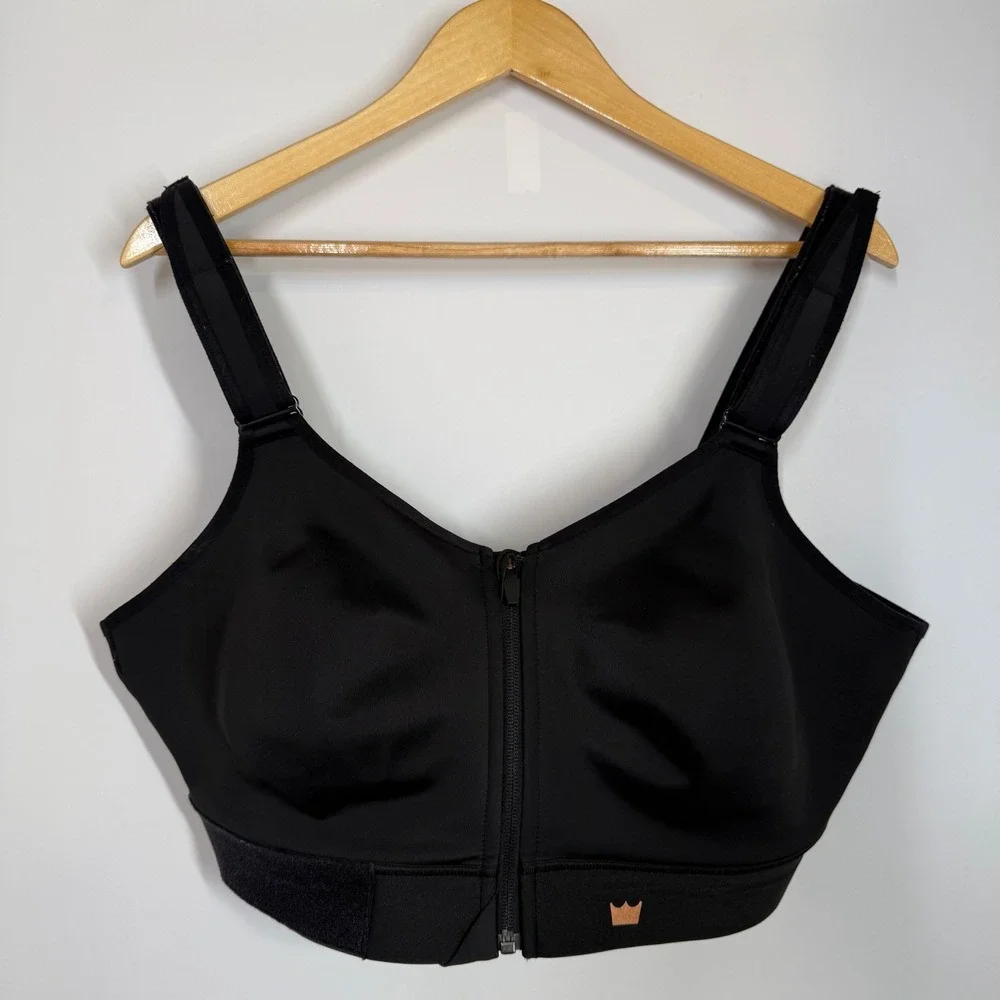 SHEFIT‎ Flex Black Sports Bra Front Zip High Impact Marble Rose Gold Sz 4Luxe