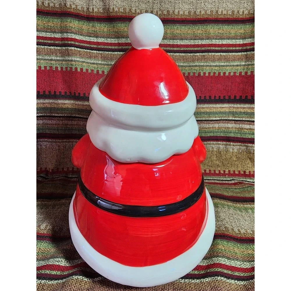 Vintage Ceramic Santa Claus with Peppermint‎ Stick Cookie Jar