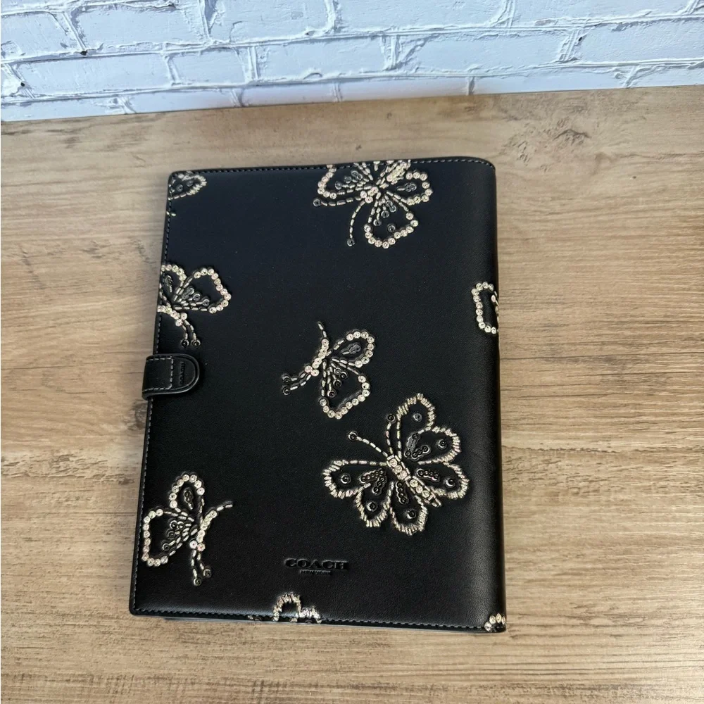 NWT Coach Notebook With Butterfly Print  Black CCF42