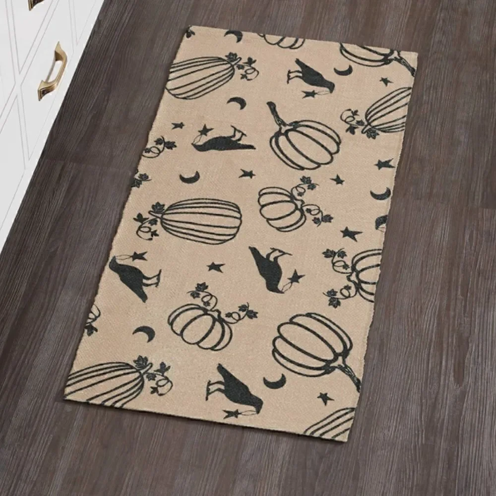 Halloween Raven Harvest Indoor Outdoor Rectangle Throw Rug Country Farmhouse