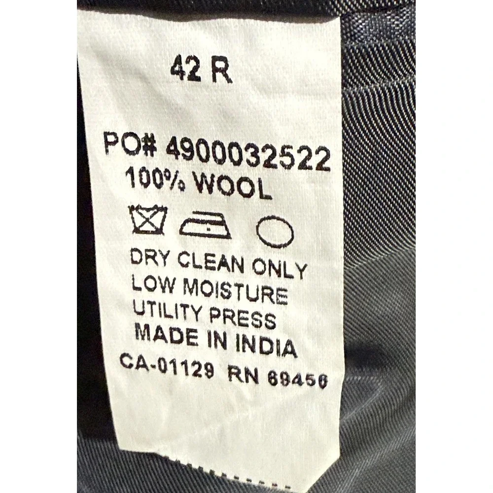 Calvin Klein Men's Sport Coat Blazer 42R Gray 100% Wool Checked Pattern‎ EUC