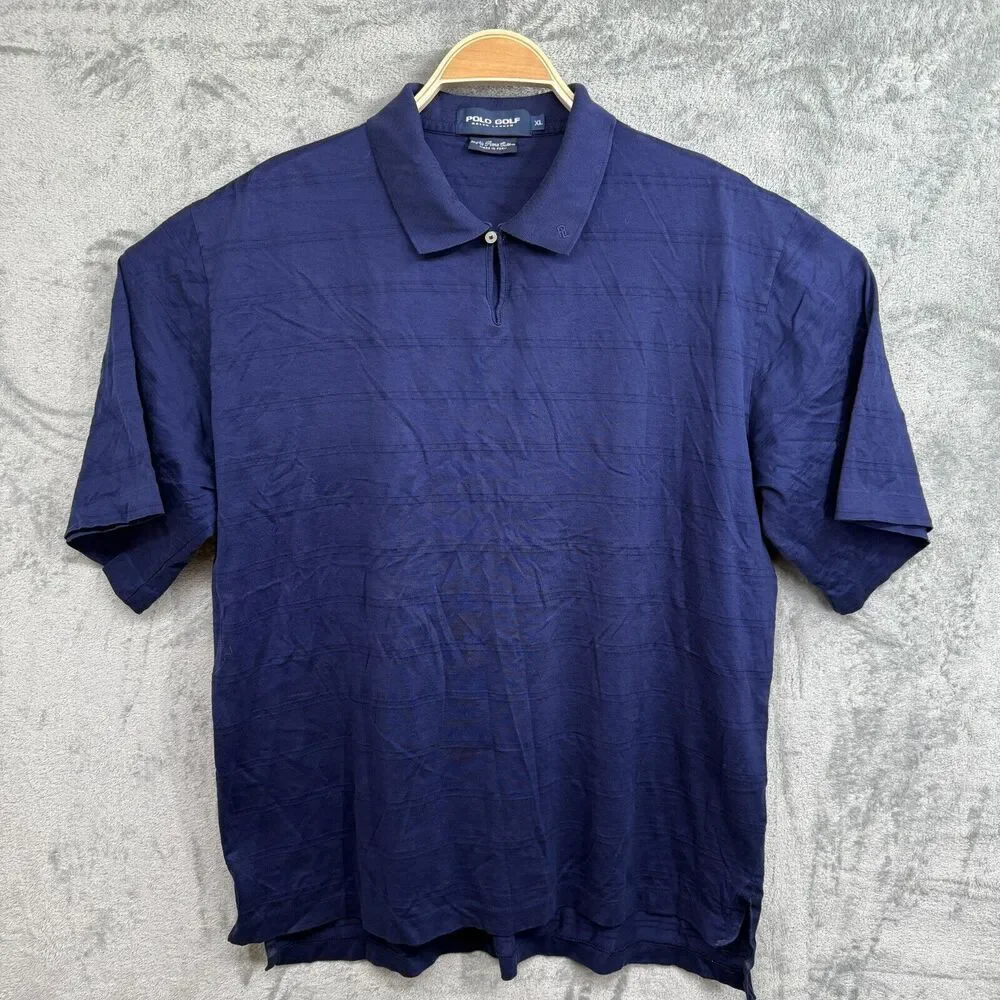Polo Ralph Lauren Men's Performance Golf Shirt XL Blue Striped Stretch Casual