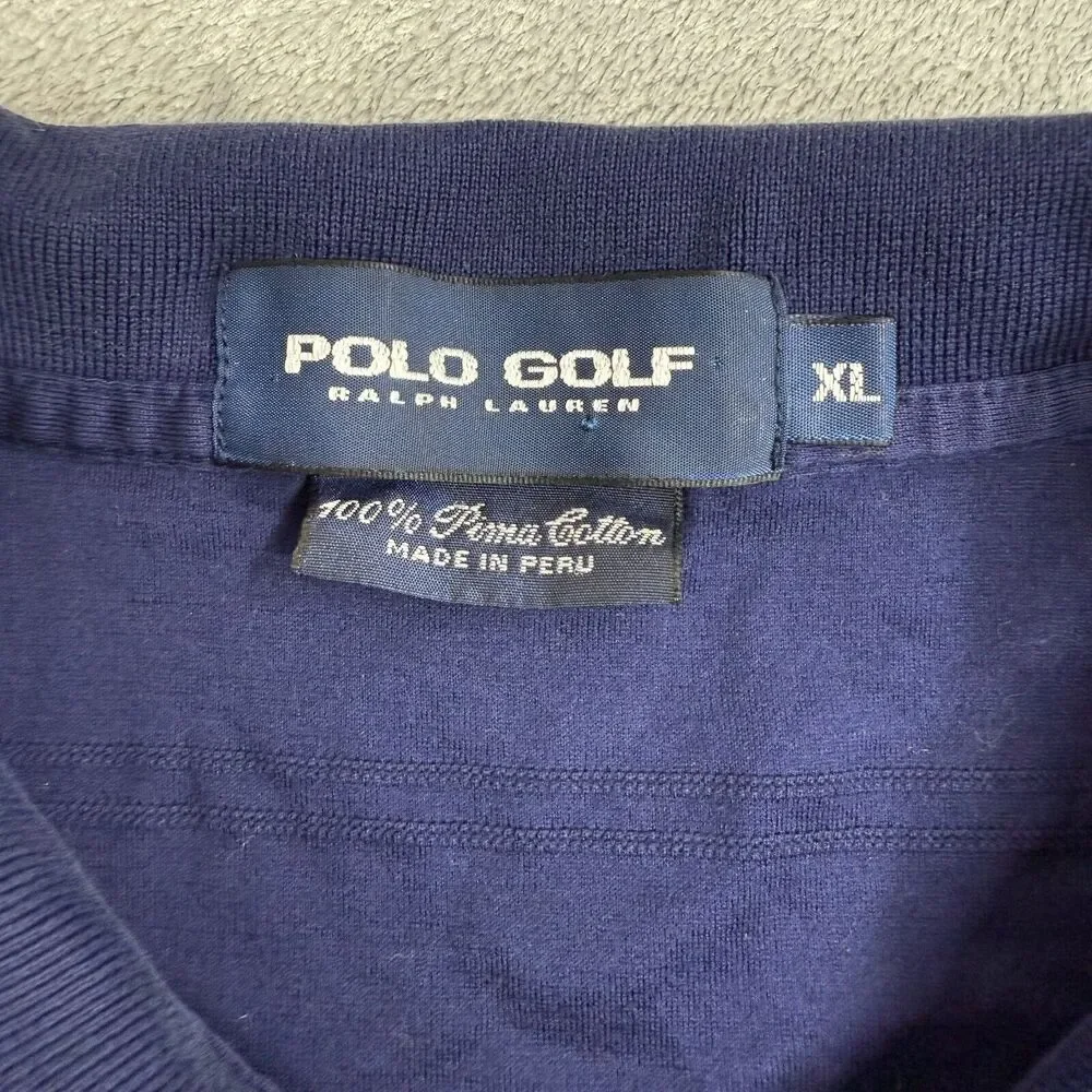 Polo Ralph Lauren Men's Performance Golf Shirt XL Blue Striped Stretch Casual