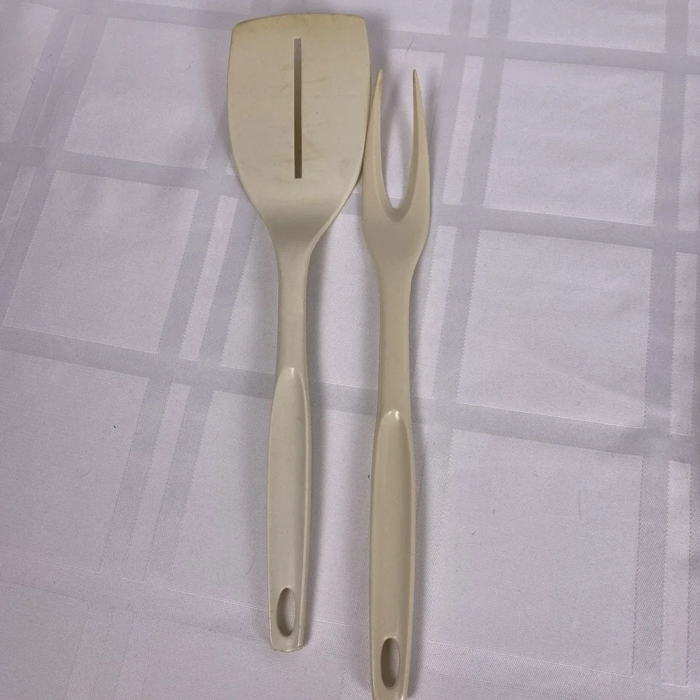 Retro White Kitchen Utensils. Lot of 10. Brands vary