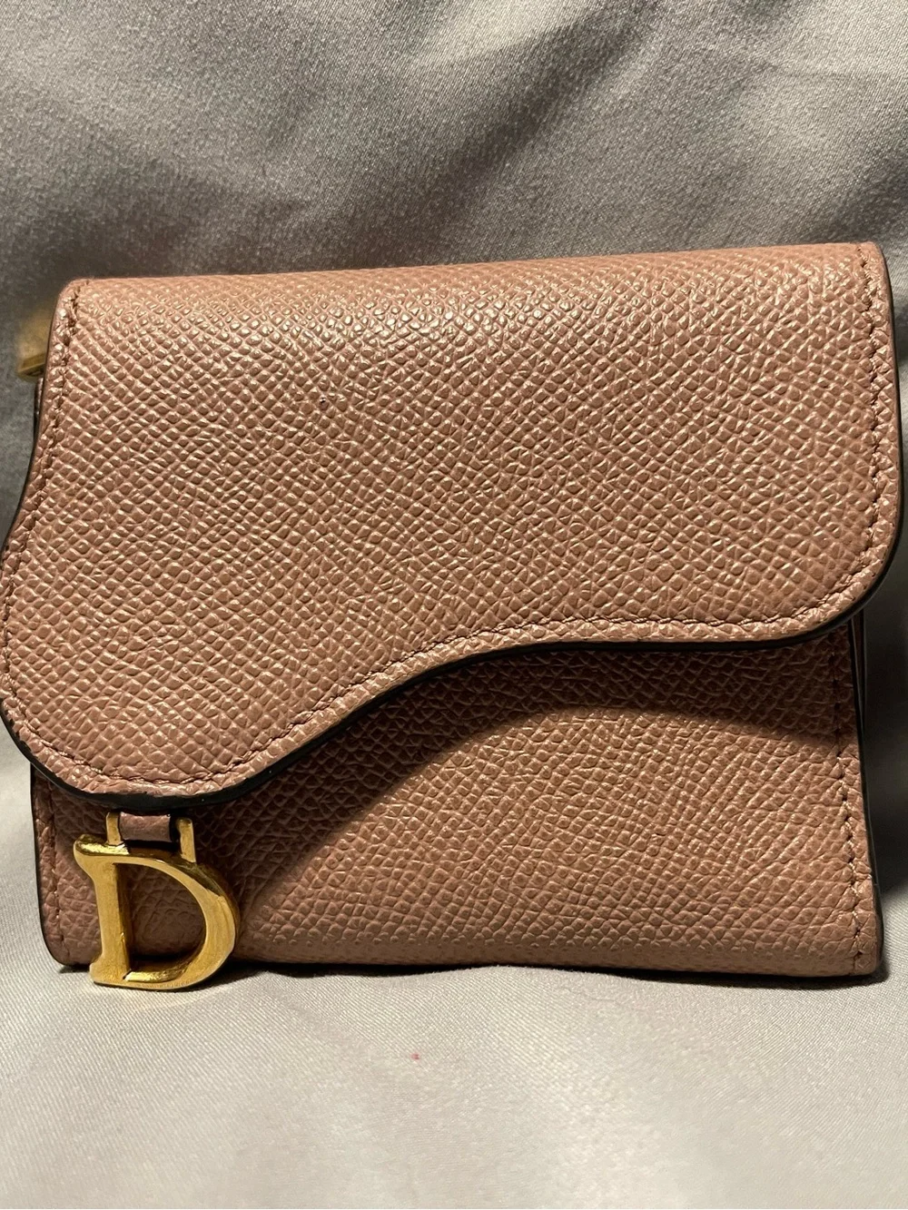 Dior Mini Saddle Wallet in Dusty Rose with Gold Hardware