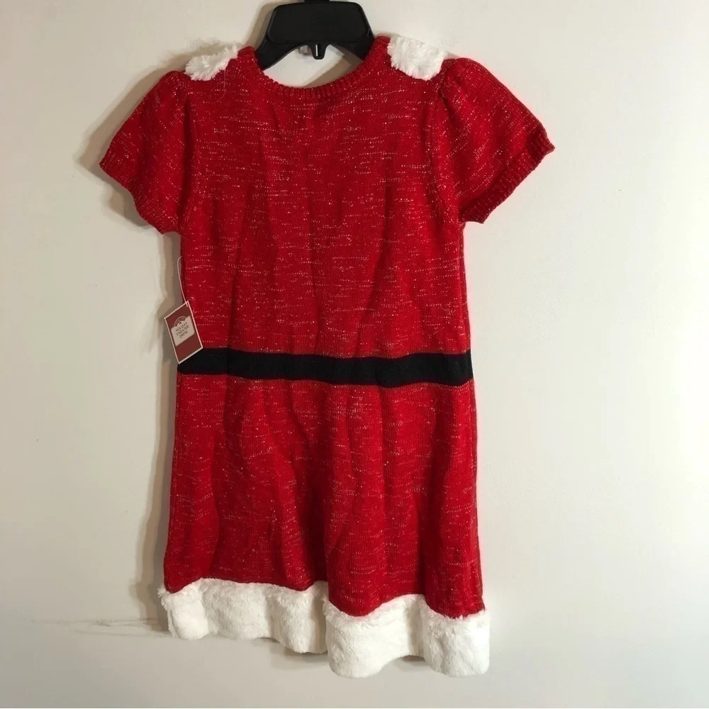 Holiday Time Santa Claus Dress NWT Large 10 12 Red White Black Christmas