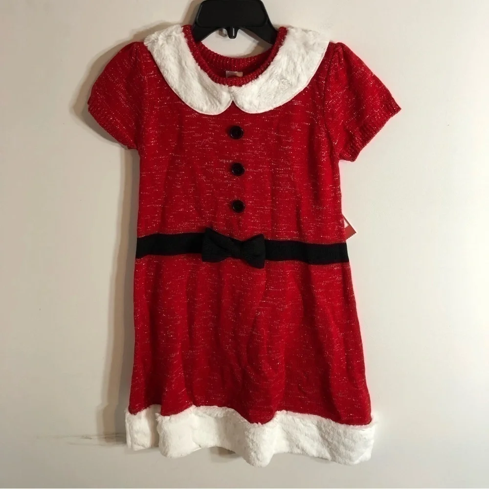 Holiday Time Santa Claus Dress NWT Large 10 12 Red White Black Christmas