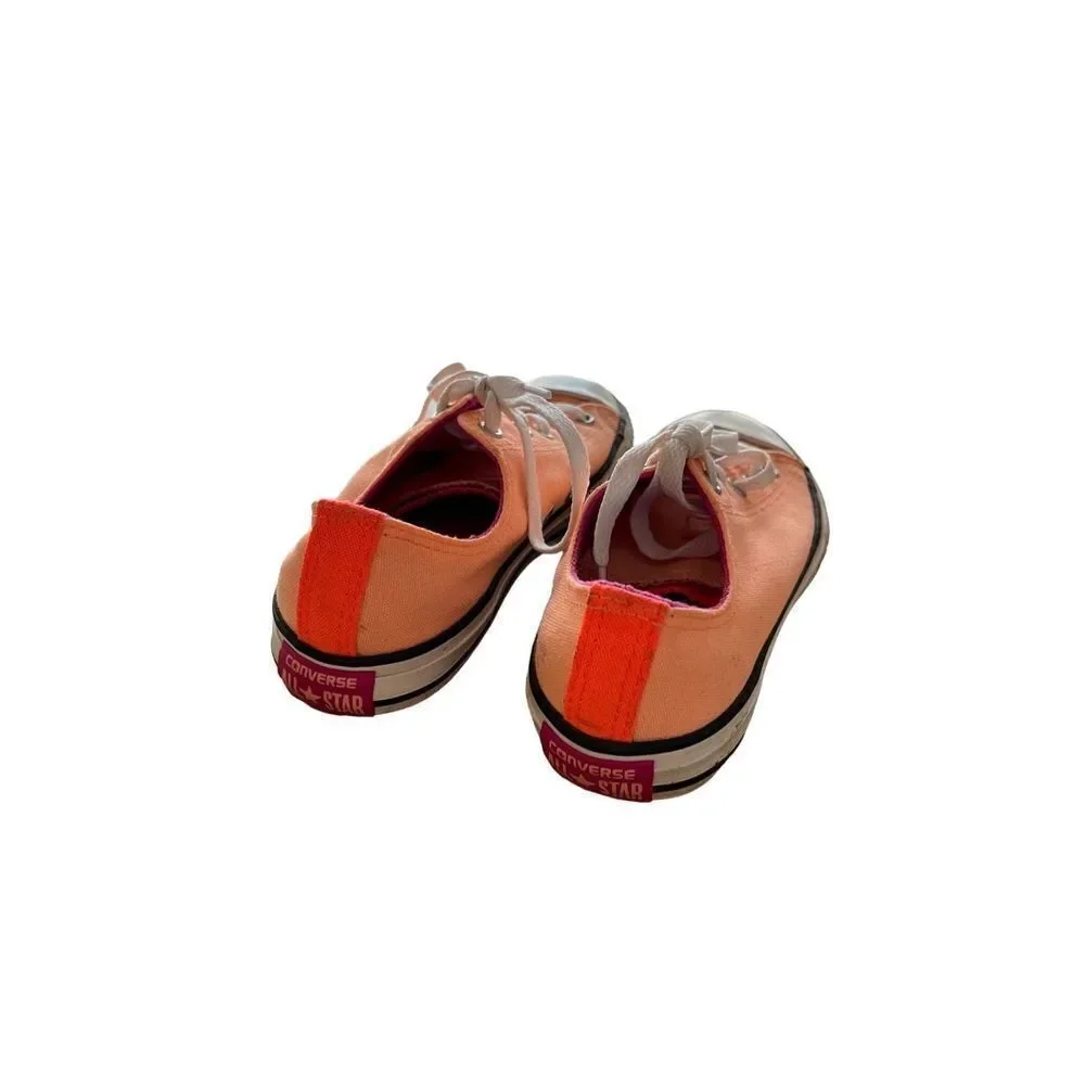 Converse Kids Girls Orange Lace Up Low Top Chuck Taylor All Star Sneakers Size 3