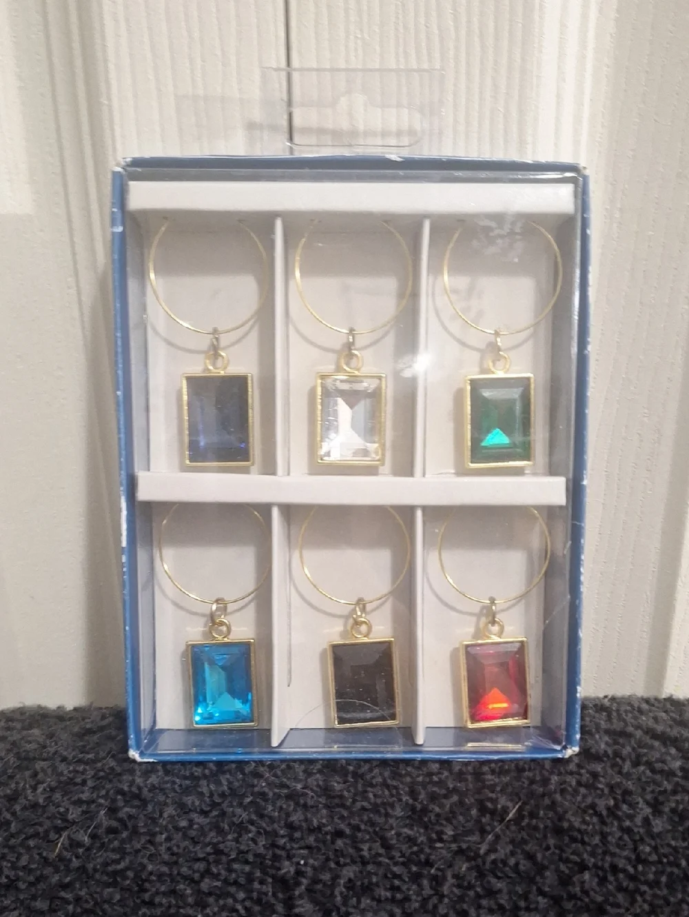 Pier 1 Set of 6 Rectangular Gem Glass Charms - Multicolor