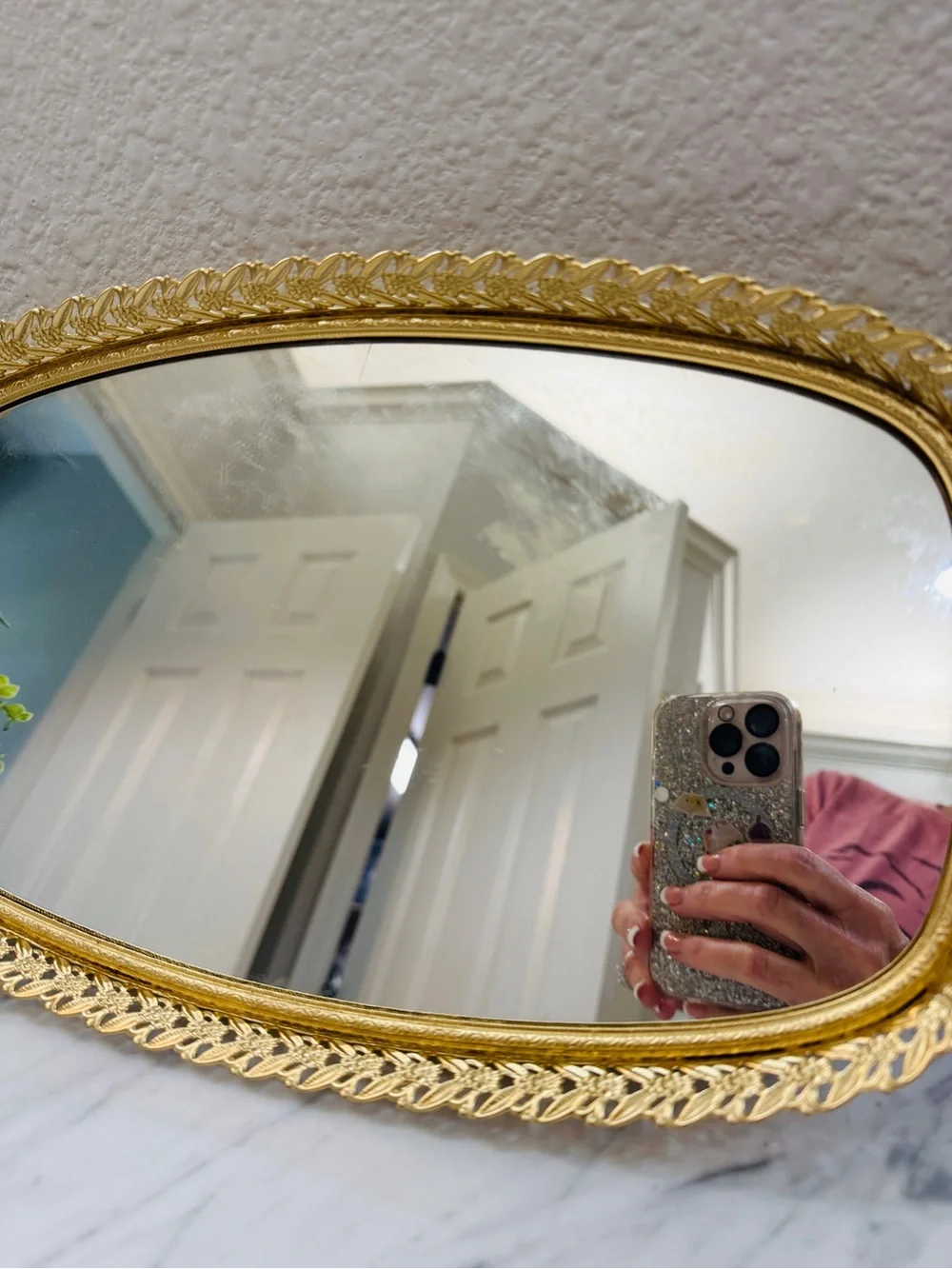 Vintage Hollywood Regency Vanity Mirror/Tray