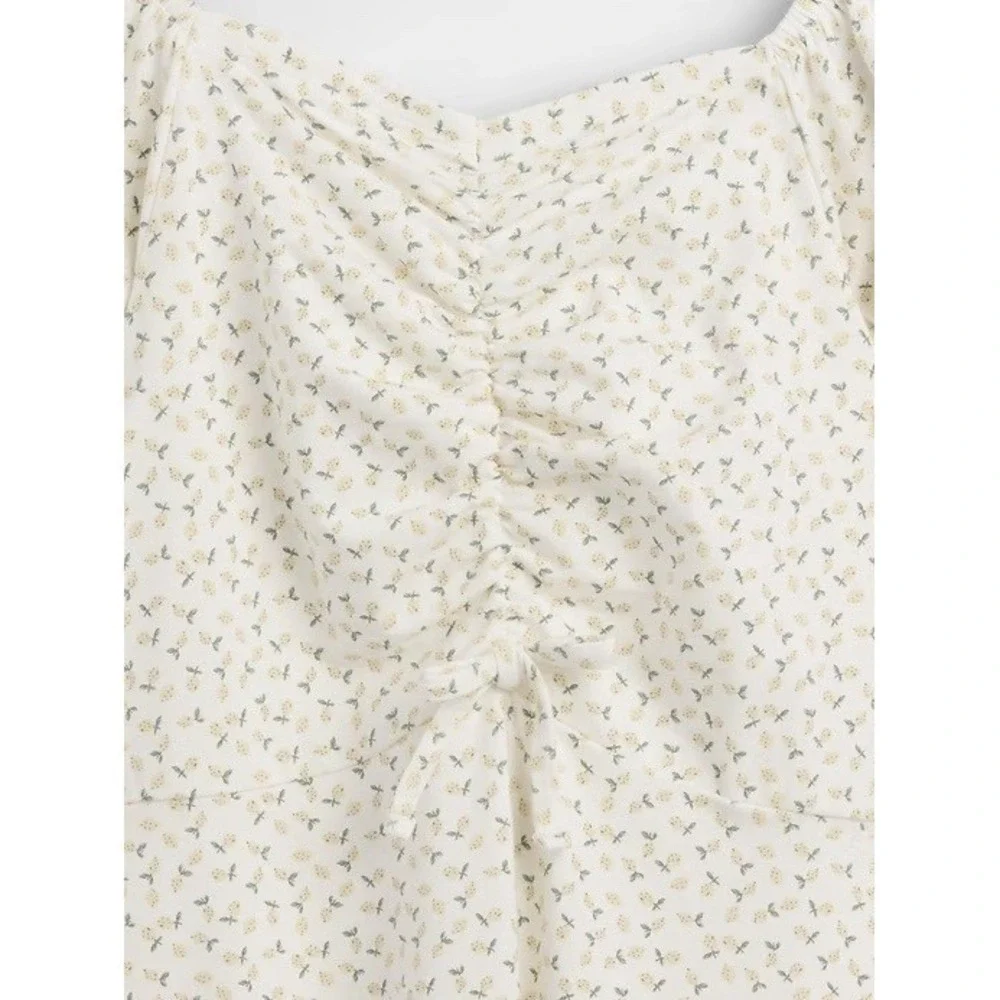 Gap Kids Girls Ruched Dress Dress Lemon Print L(10) AOP 895056