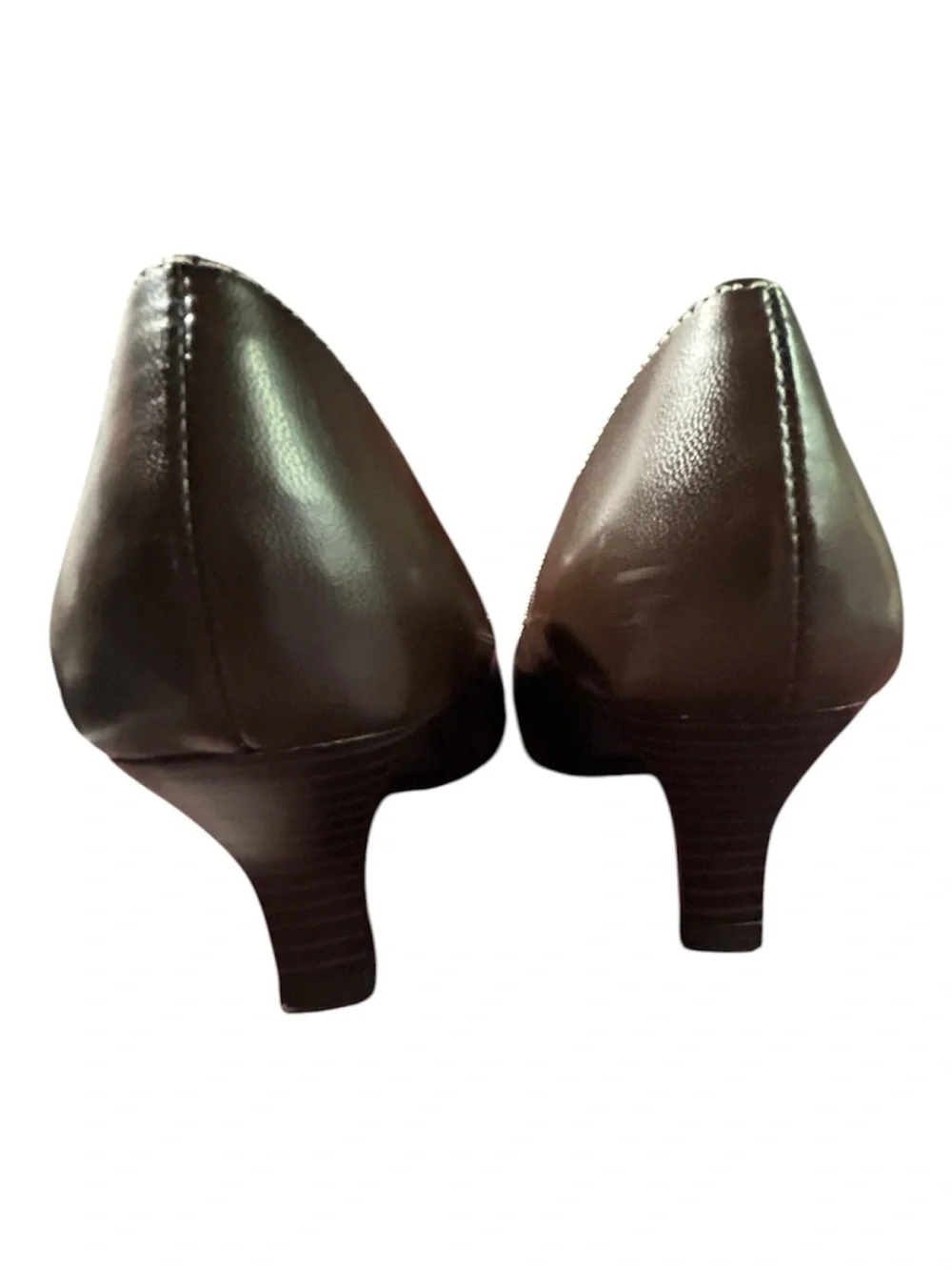 Size 7 loafers kitten heel Classic Brown Leatherette Womens Loafers vintage