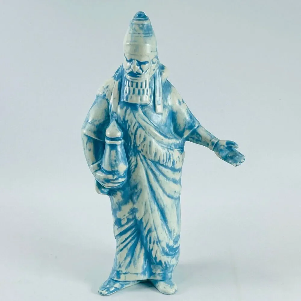 Holland Ceramic Nativity Wise Man King Figurine 9.5inBlue White Vintage Creche