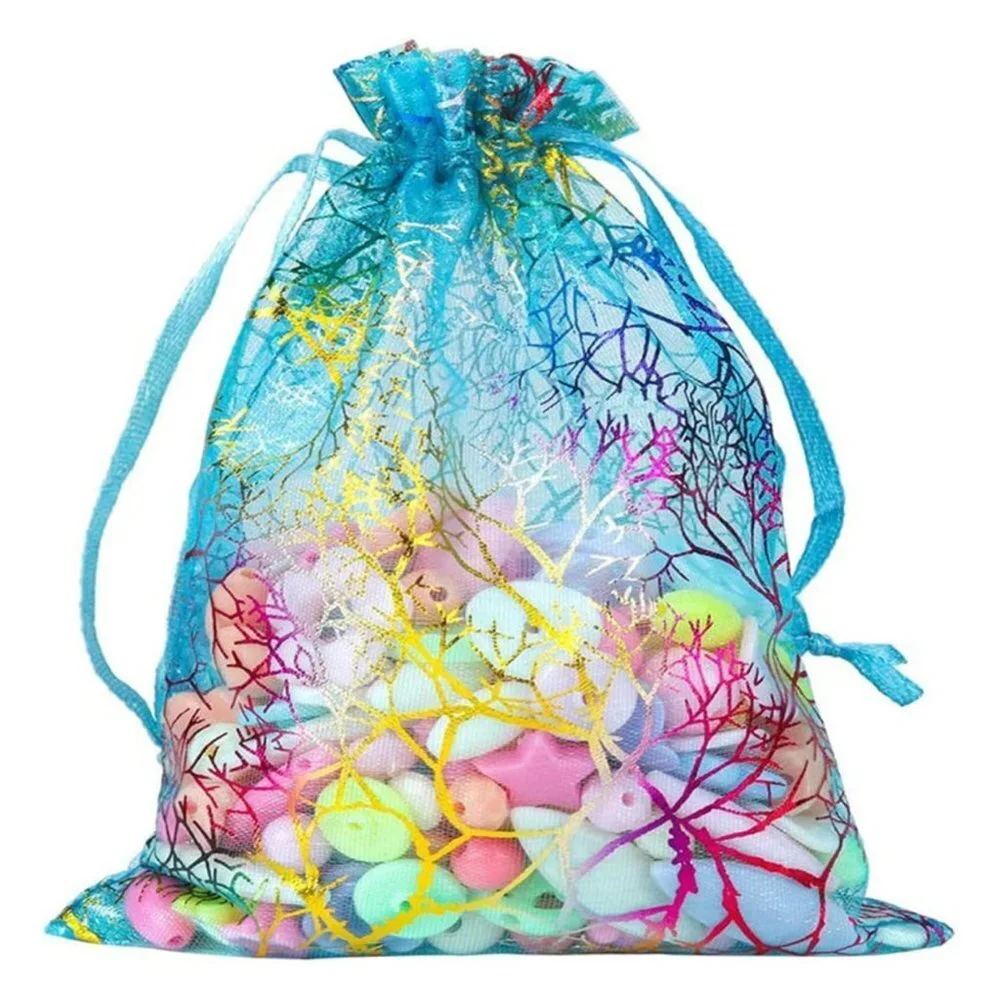 Beach Coral Gift Bag Pouches with Drawstring