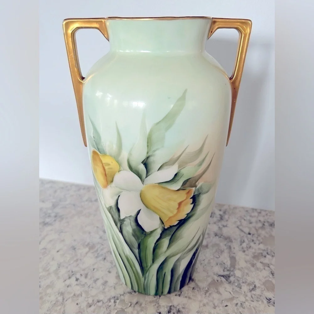 Heinrich & Co. Selb Bavaria Double Handled Hand Painted Vase