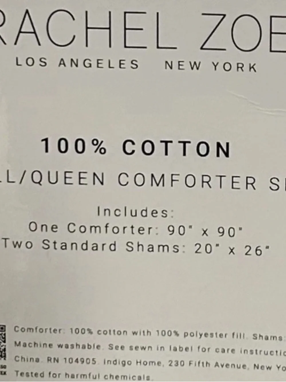 Rachel Zoe Full/Queen White and Blue Cotton Comforter Set All Over Bow Design