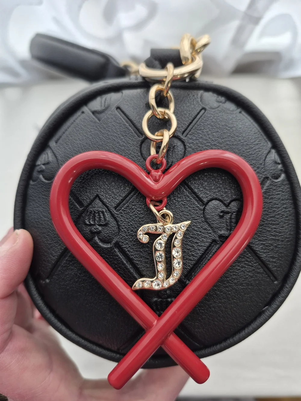 Juicy Couture Black Barrel Bag Heart Charm Teddy Keychain Y2K Crossbody NWT
