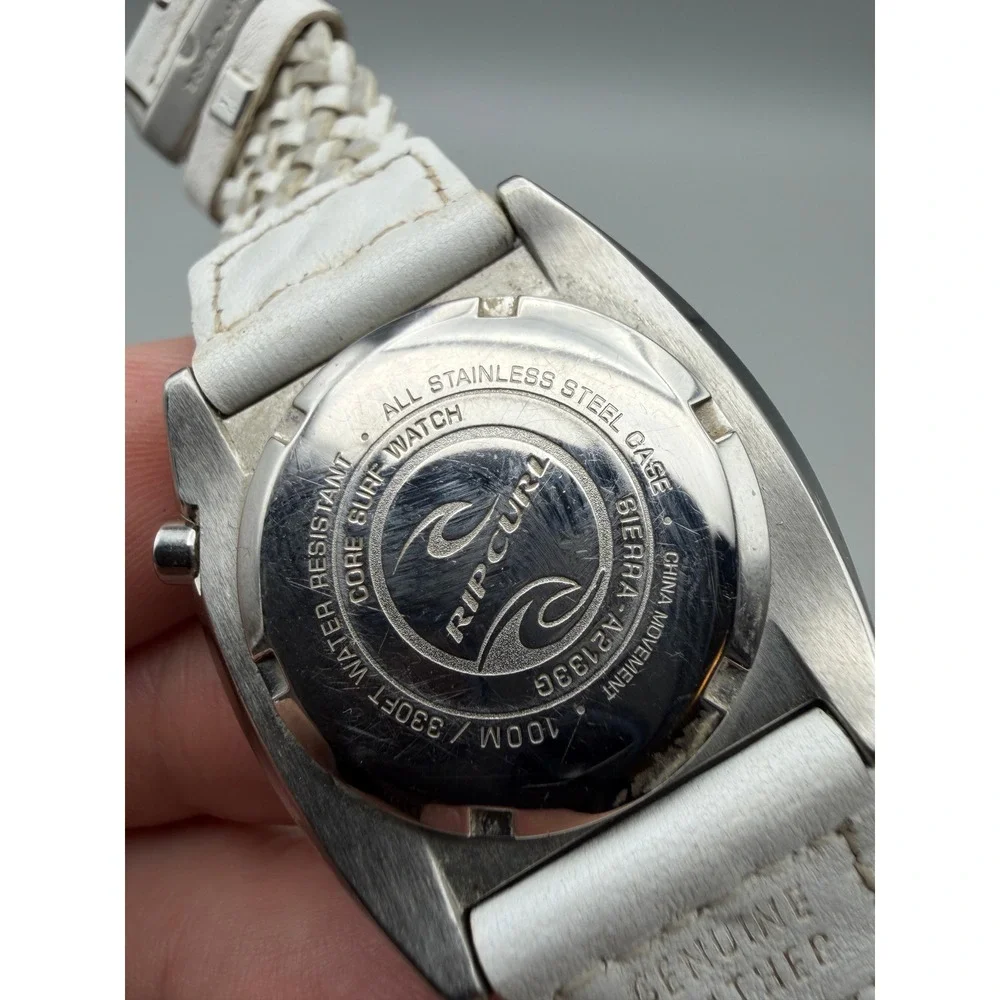 Rip Curl Cortez Surf Watch White Leather Band 100M Quartz Womens Vintage №1145