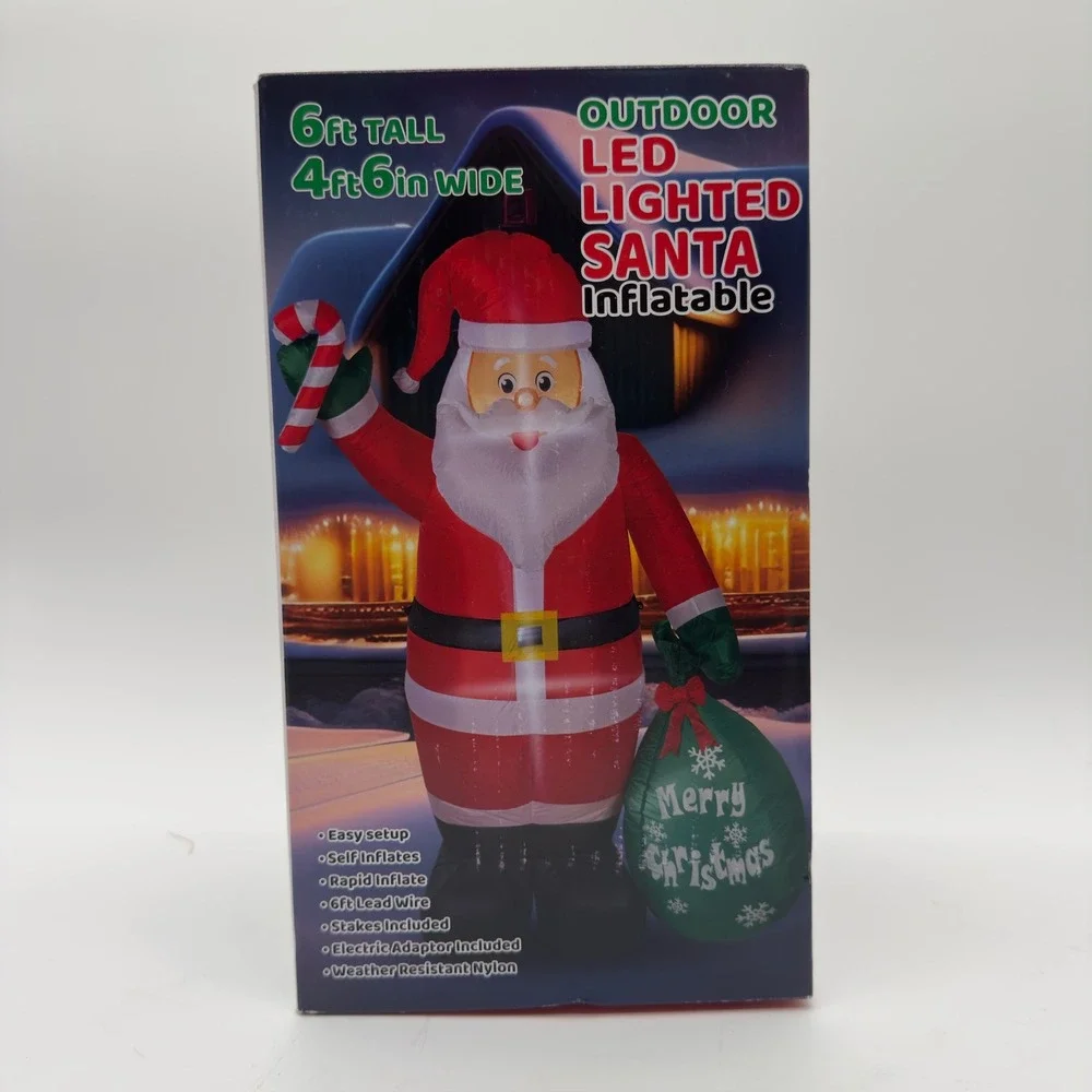 NEW 6FT LED Lighted Santa Inflatable Outdoor Christmas Yard Decoration