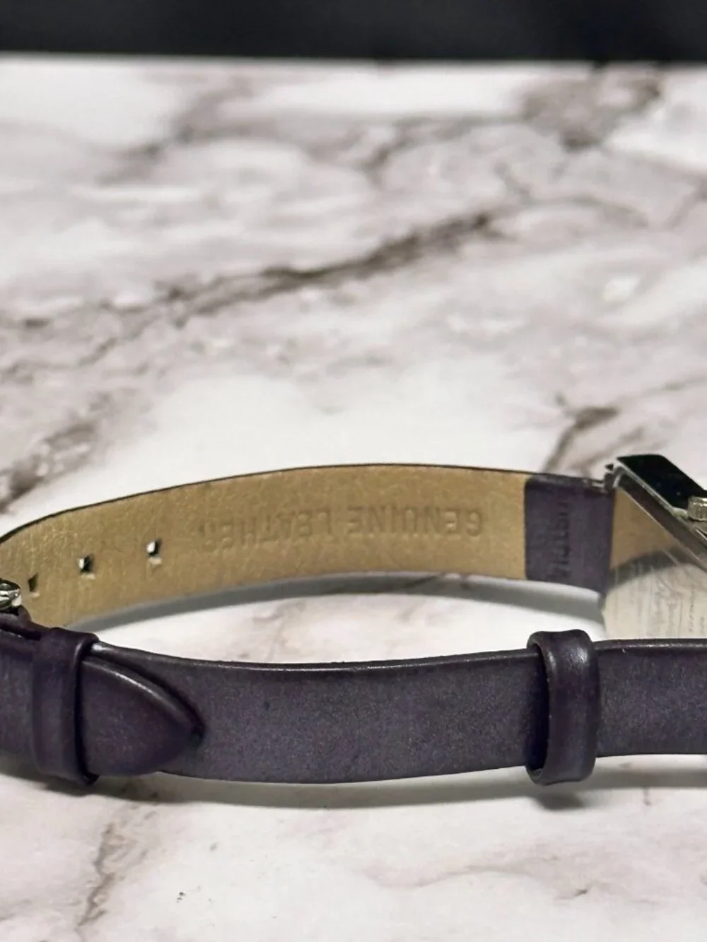 Cynthia Rowley Watch Women Sterling Silver Case Purple Leather Band New Battery