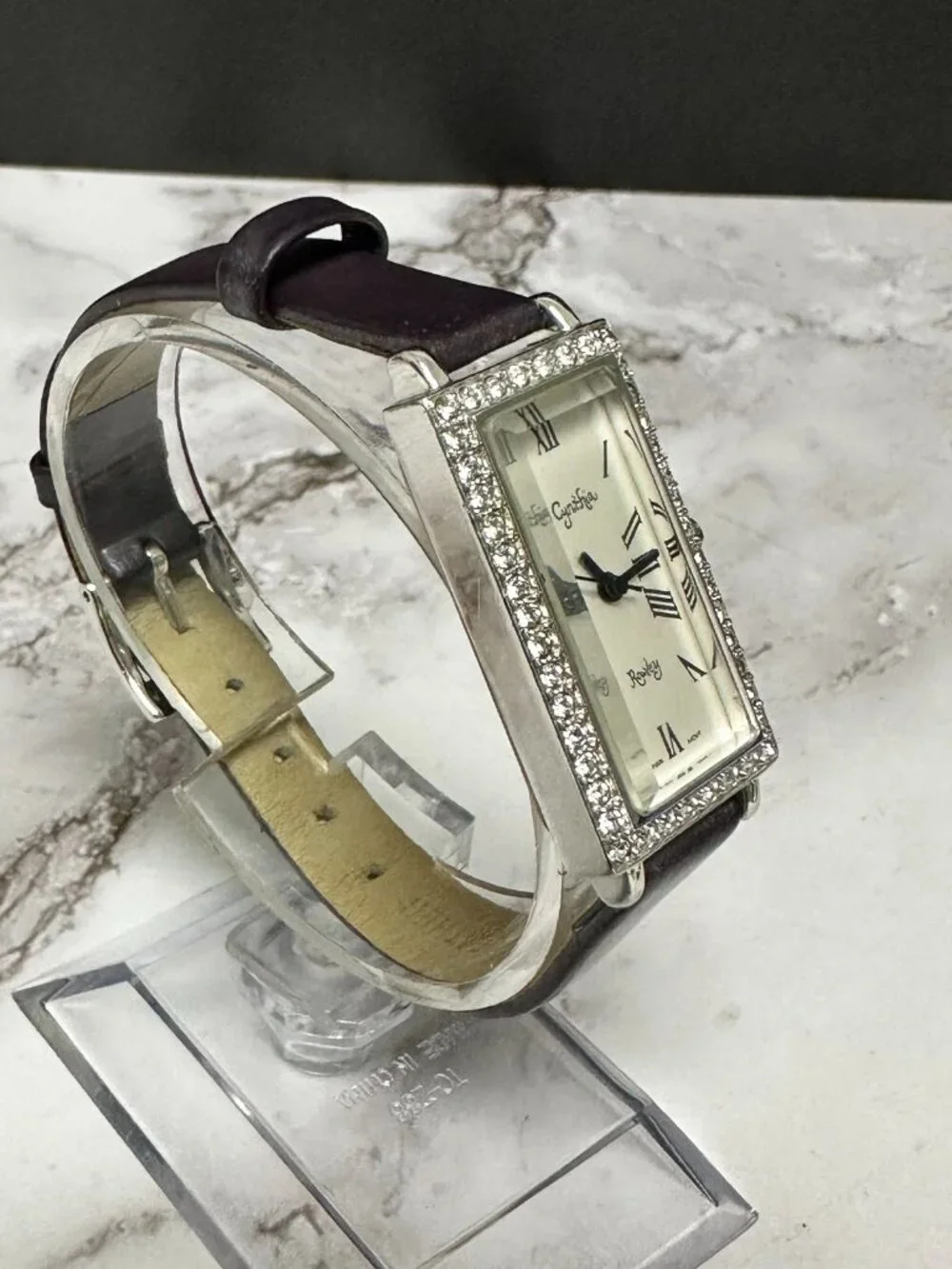 Cynthia Rowley Watch Women Sterling Silver Case Purple Leather Band New Battery