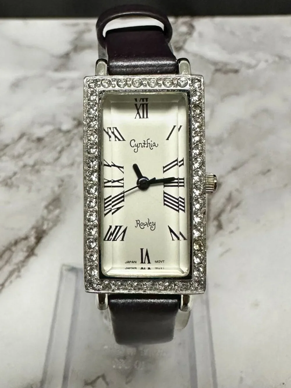 Cynthia Rowley Watch Women Sterling Silver Case Purple Leather Band New Battery
