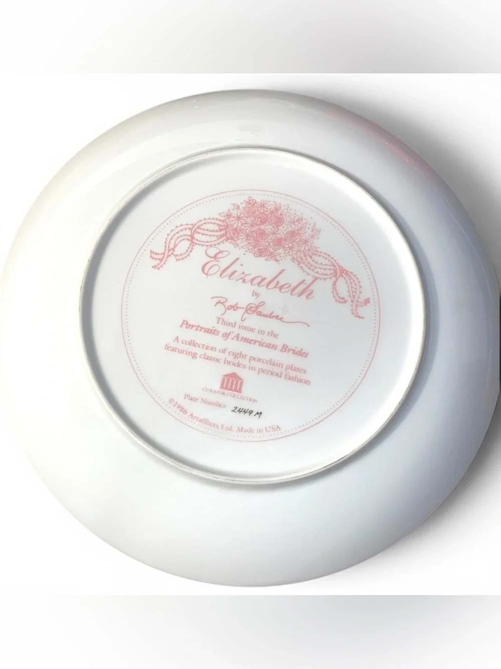 Elizabeth Bob Guge Collectible Bridal Plate #2449M Vintage 1986