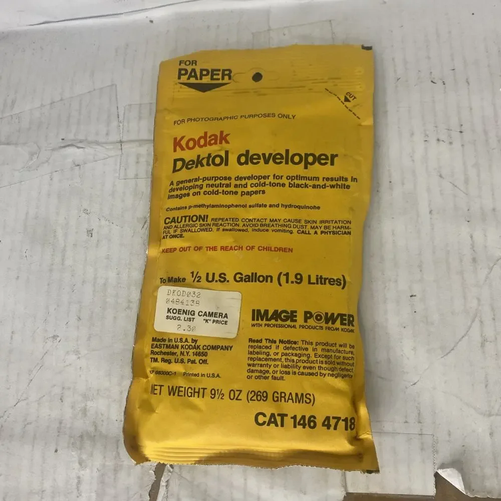 KODAK DEKTOL Developer CAT 146 4718 Makes 1/2 Gallon Weight 9 1/2 Oz New Sealed