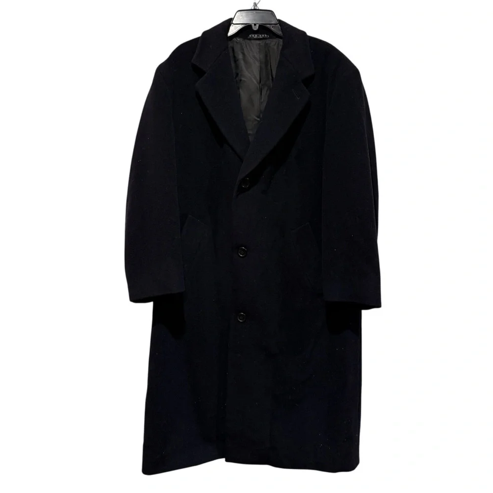 HUGO BOSS Men Pure New Wool Overcoat Coat 42R Classic Preppy Old Money Italy‎