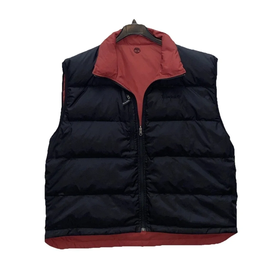 Timberland Weathergear Reversible Down Vest Men's XXL Black Burnt Orange‎ Puffer
