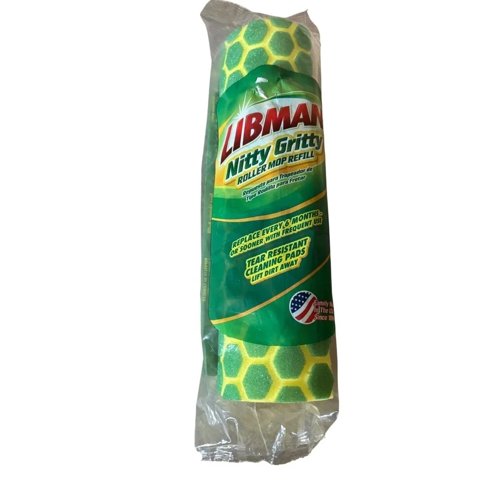 NEW Libman Nitty‎ Gritty Roller Mop Refill Green Yellow Sponge #02011 New