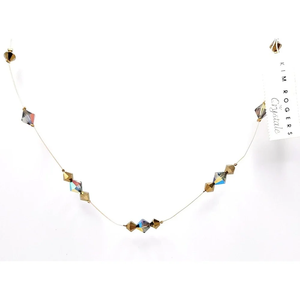 Kim Rogers Amber Crystal Wire Choker Necklace Gold Tone