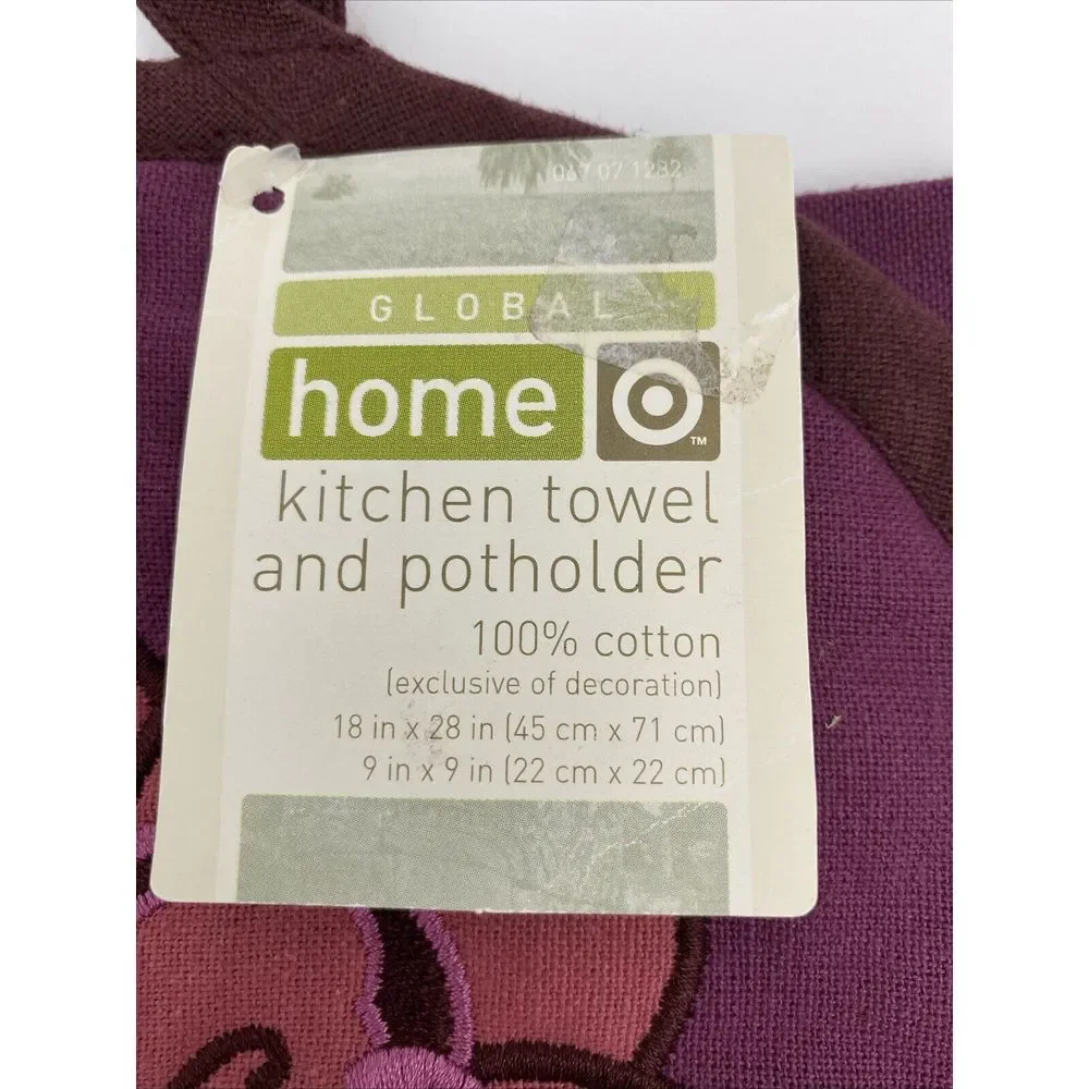 Global‎ Home Target Kitchen Towel And Potholder Red Flower Set