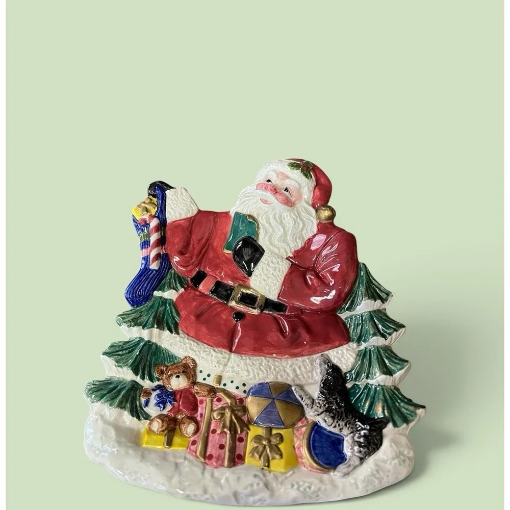 Fitz & Floyd Omnibus 1996 Santa Claus Canape Snack Desert Cookie Plate Bowl Xmas