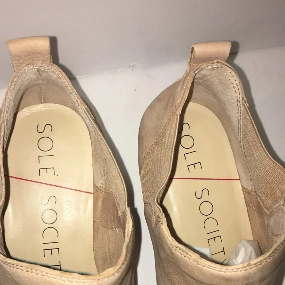 Sole Society Nancy Tan Stacked Heel Booties