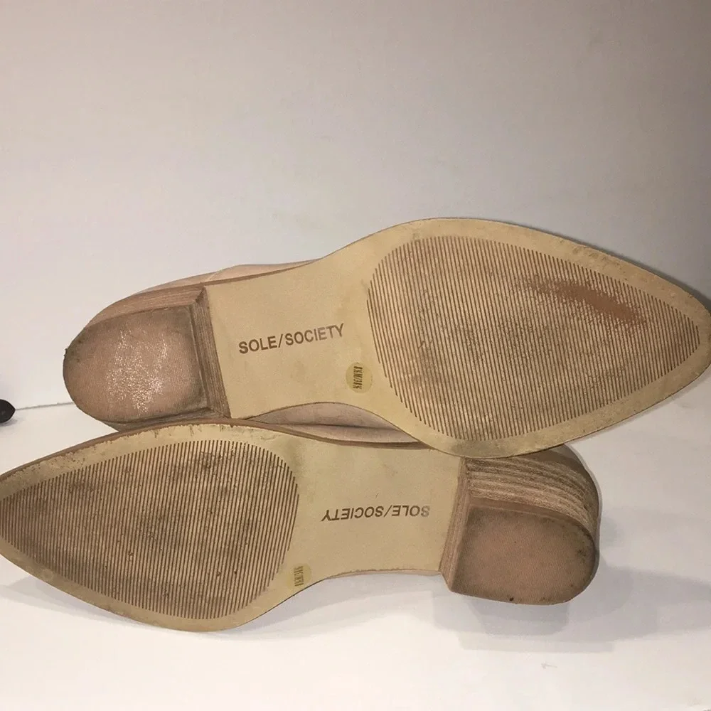 Sole Society Nancy Tan Stacked Heel Booties