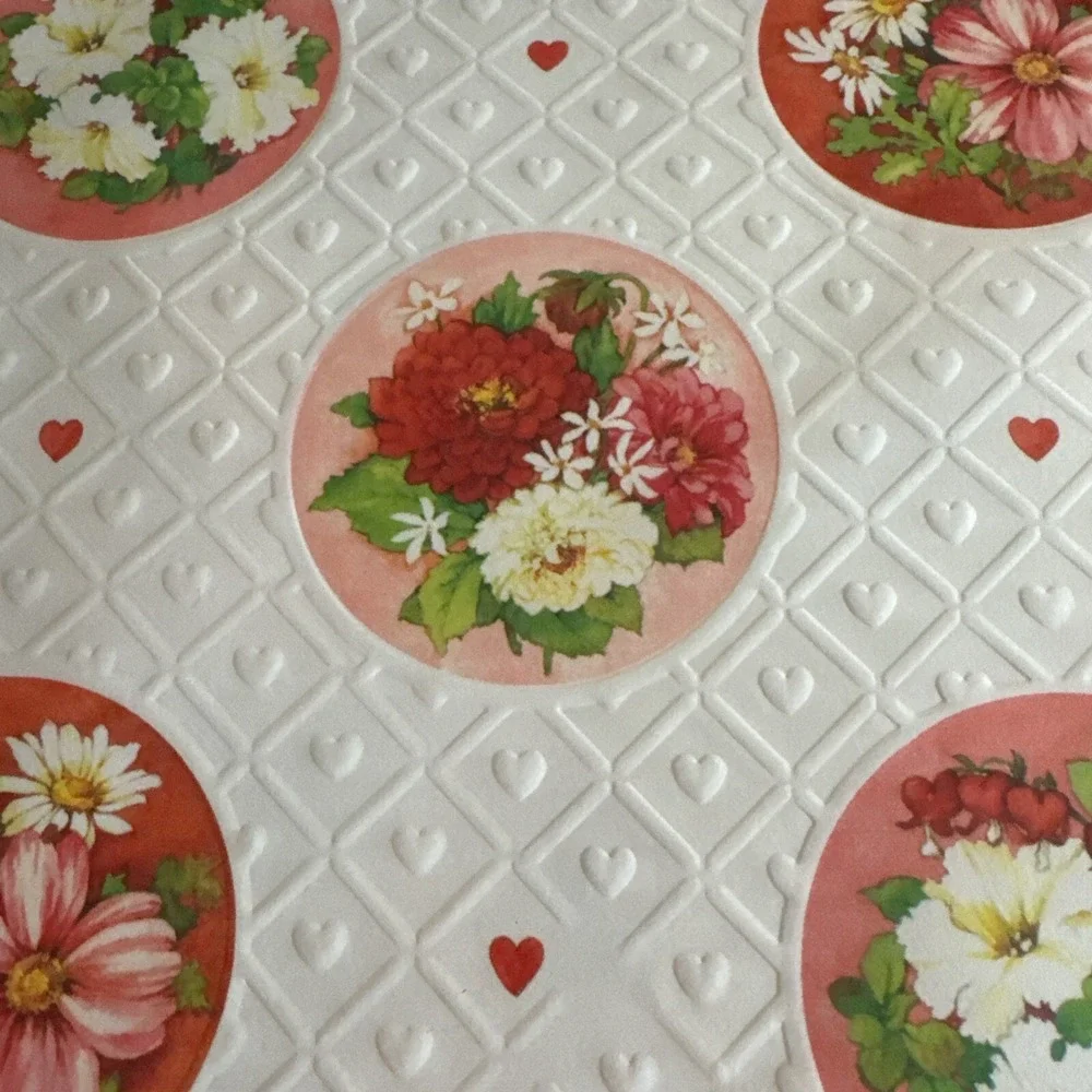 Hallmark Valentine Gift Wrap Paper Lot of 2 Packs Vintage 80s‎ Embossed Floral