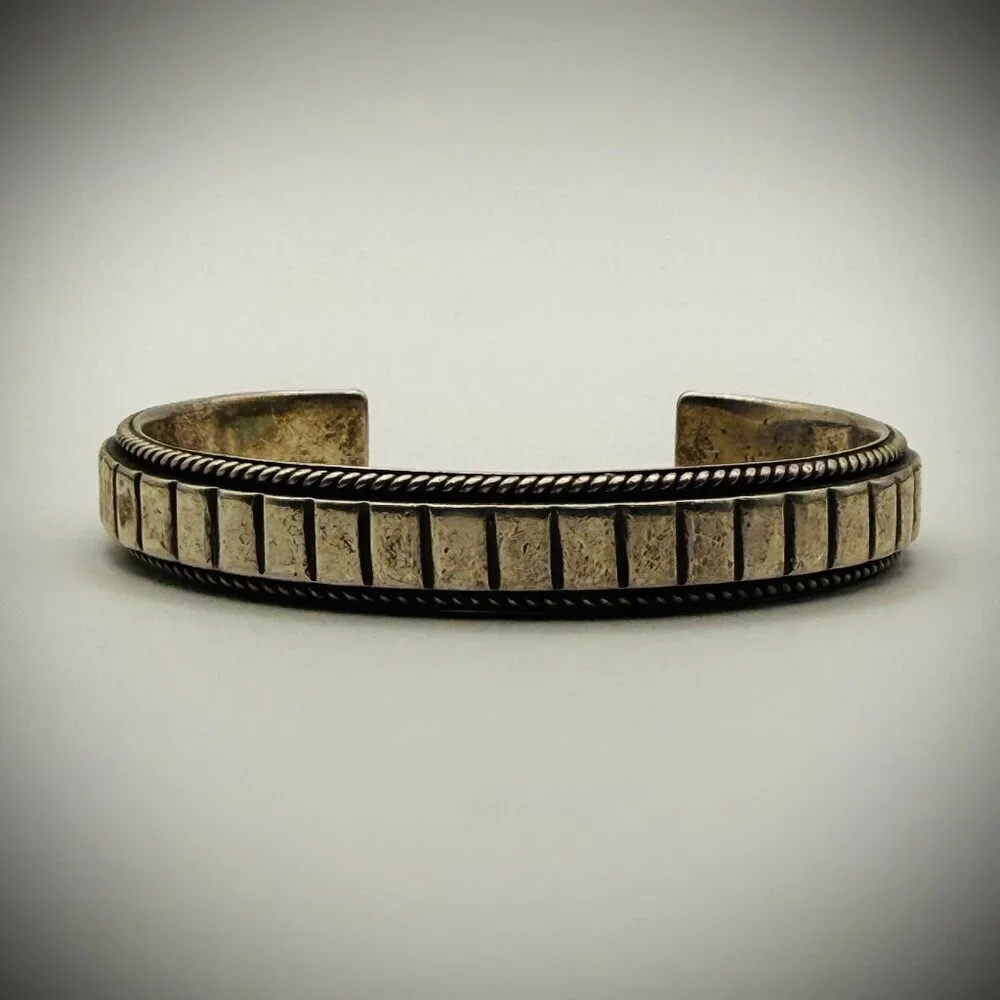 Artie Yellowhorse HC Heavy Sterling Silver Textured Cuff Bracelet