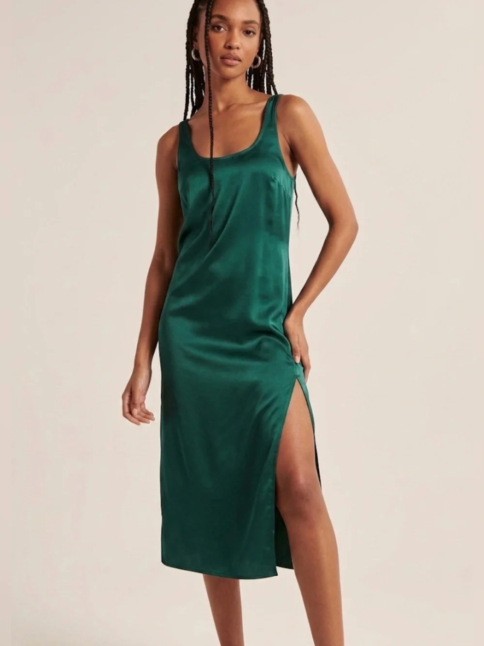 Abercrombie & Fitch Sleek Emerald Green Slip Dress - Women