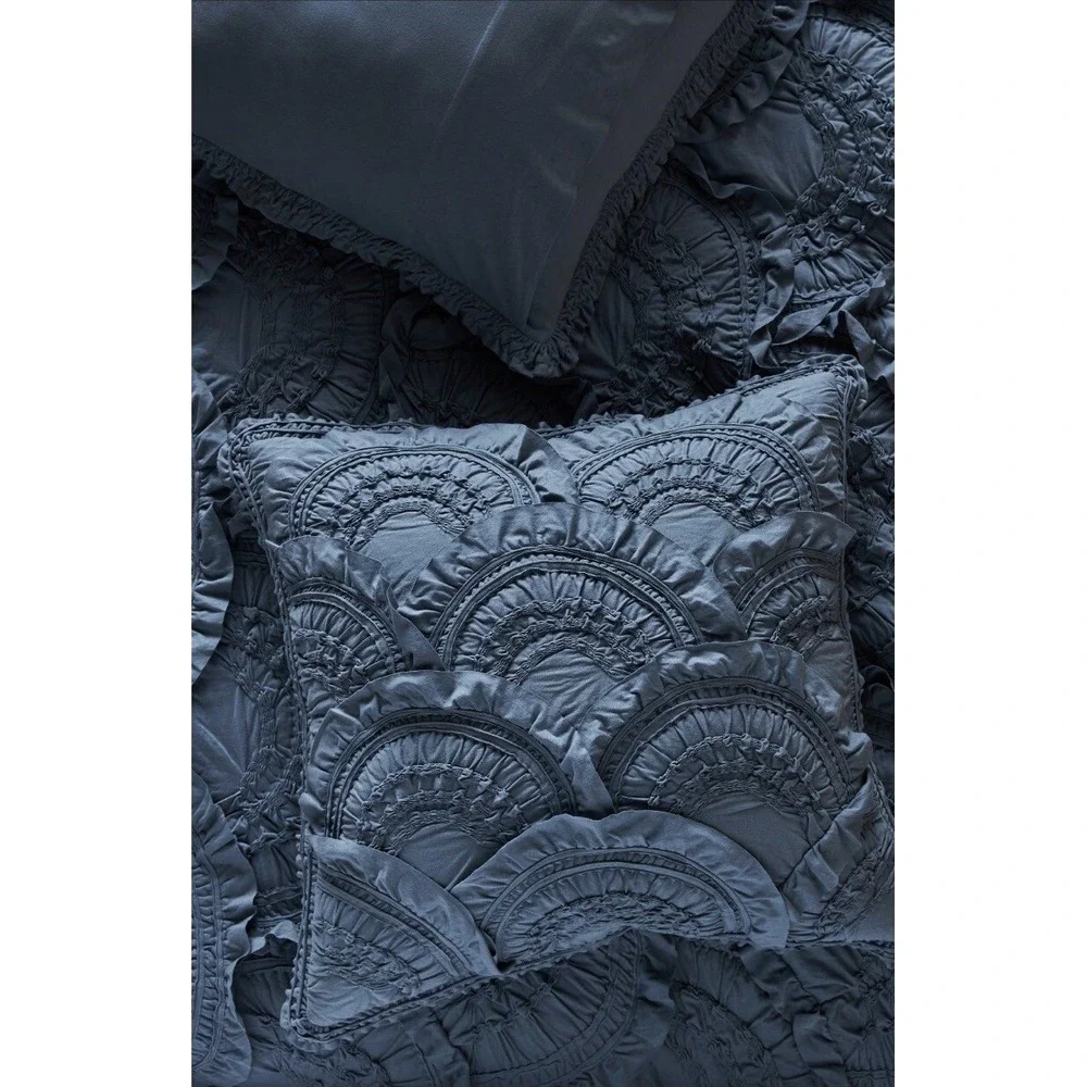 Anthropologie Rivulets Pillow‎ Sham Cover Blue EURO Size Bedding