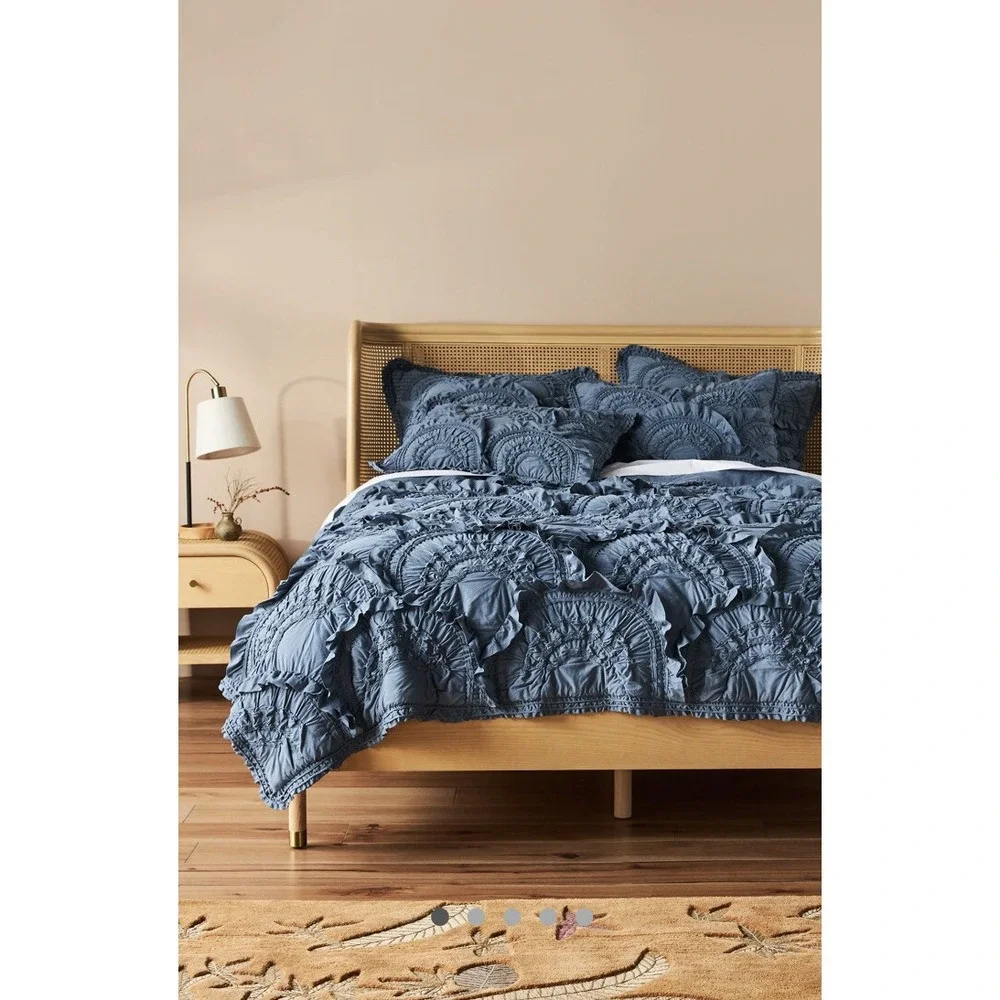 Anthropologie Rivulets Pillow‎ Sham Cover Blue EURO Size Bedding