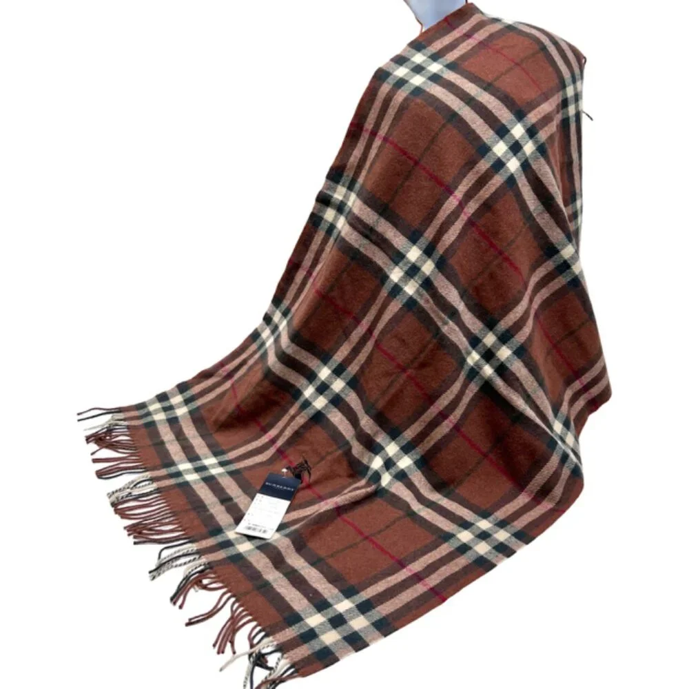 Tag On-Burberrys Scarf/Shawl 100% Lambwool Bugendy Plaid Embroid 50
