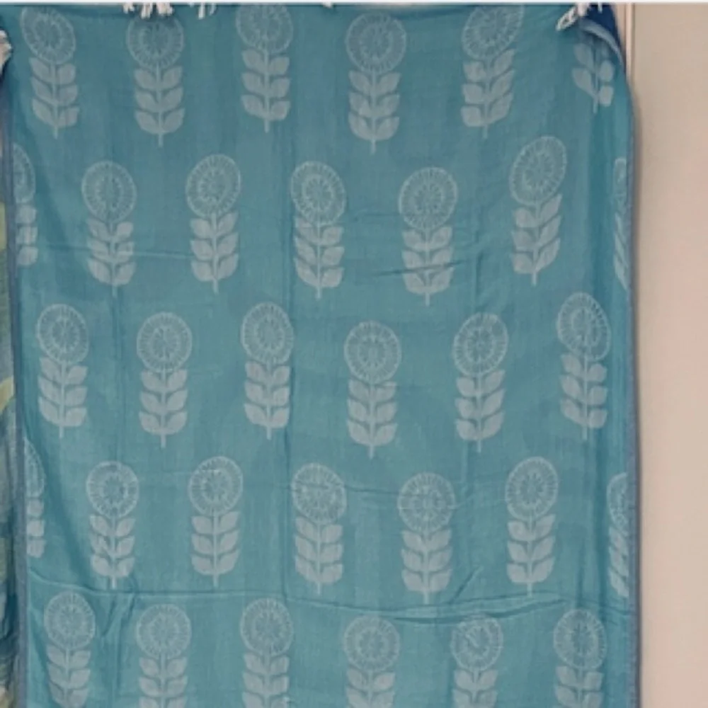 Modern Blues Towel Travel Blanket Wrap FLiPSiDE 2 Side Woven Organic Cotton NEW