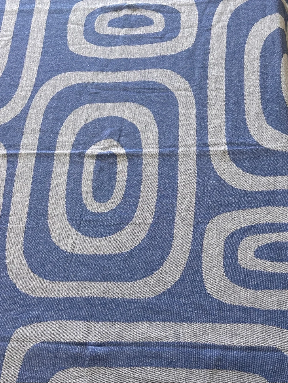 Modern Blues Towel Travel Blanket Wrap FLiPSiDE 2 Side Woven Organic Cotton NEW