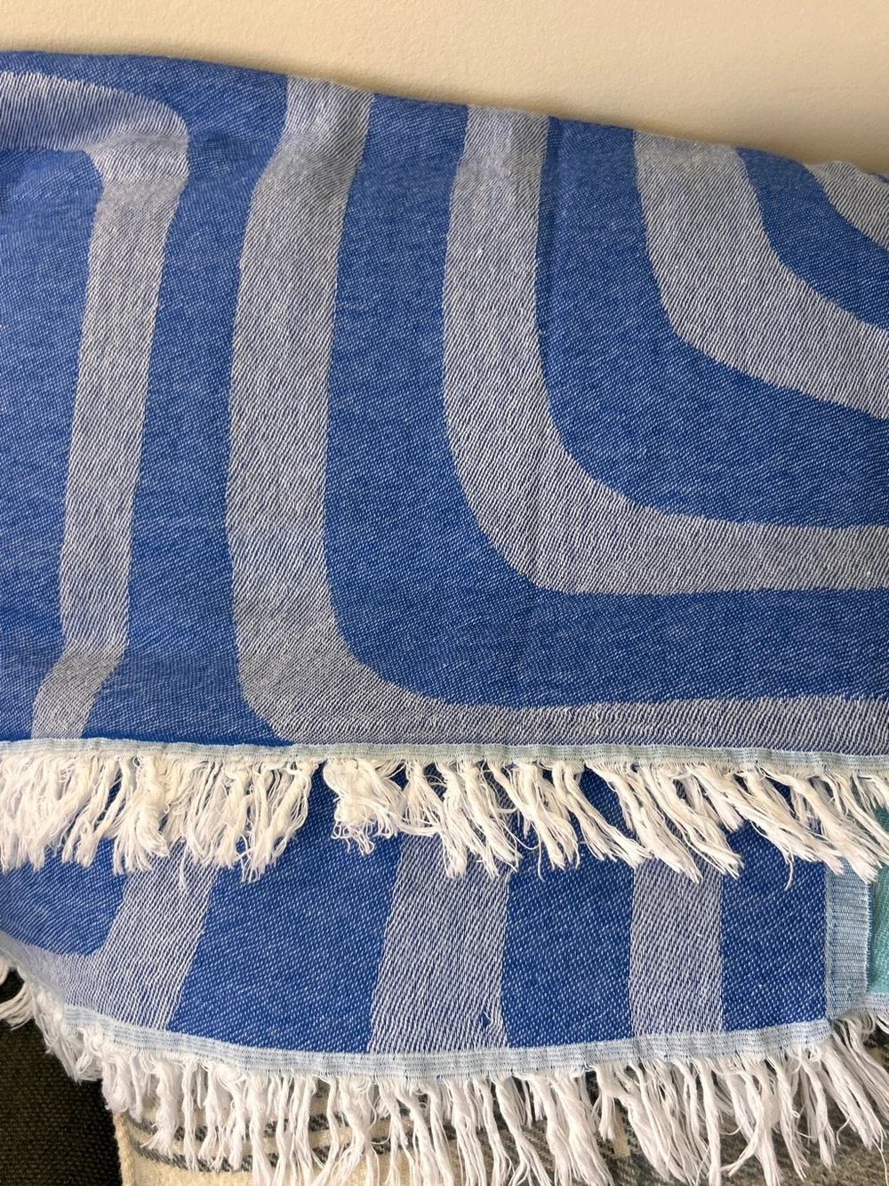 Modern Blues Towel Travel Blanket Wrap FLiPSiDE 2 Side Woven Organic Cotton NEW