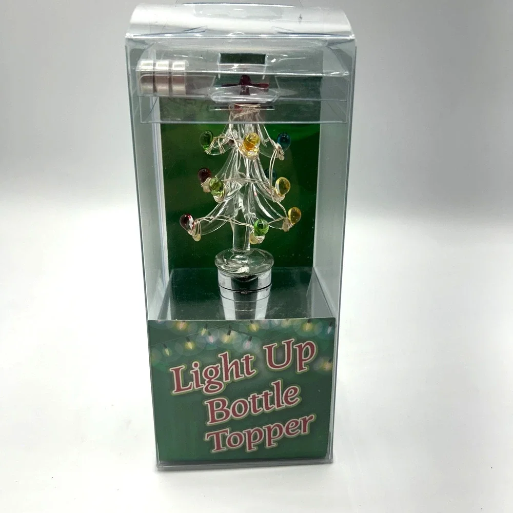 Light Up Glass Christmas Tree bottle stopper