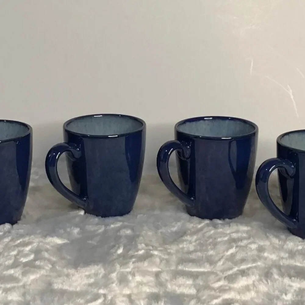 Pier 1 ~ Blue Azure Dip Dye Coffee Mugs / Cups - Set of 4 -‎ Retired