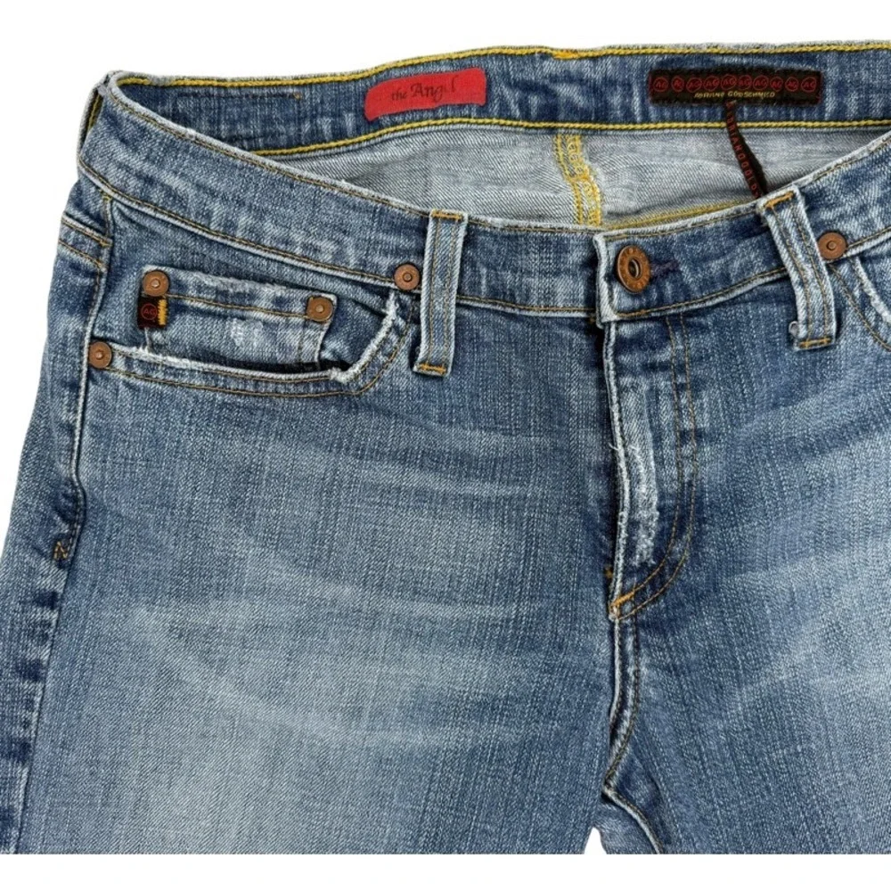 AG ADRIANO GOLDSCHMIED The Angel Denim‎ Shorts Medium Wash Raw Hem 28 Bermuda