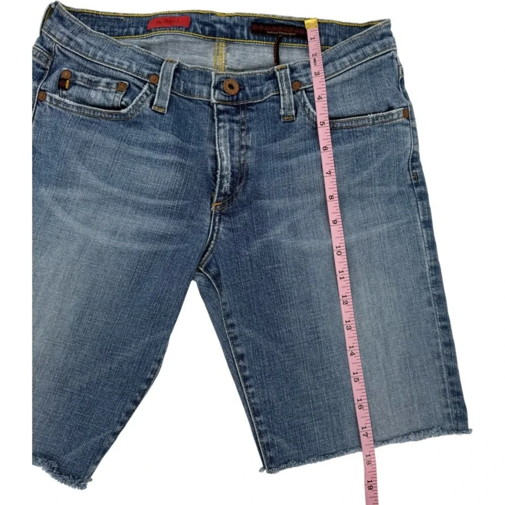 AG ADRIANO GOLDSCHMIED The Angel Denim‎ Shorts Medium Wash Raw Hem 28 Bermuda