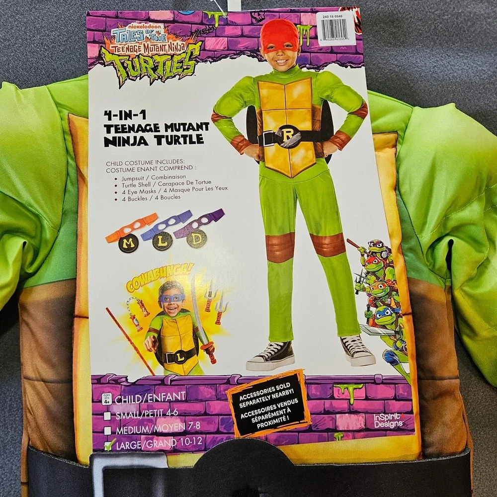 Teenage Mutant Ninja Turtles 4 in 1 Child Costume Shell Masks Buckle Large 10-12